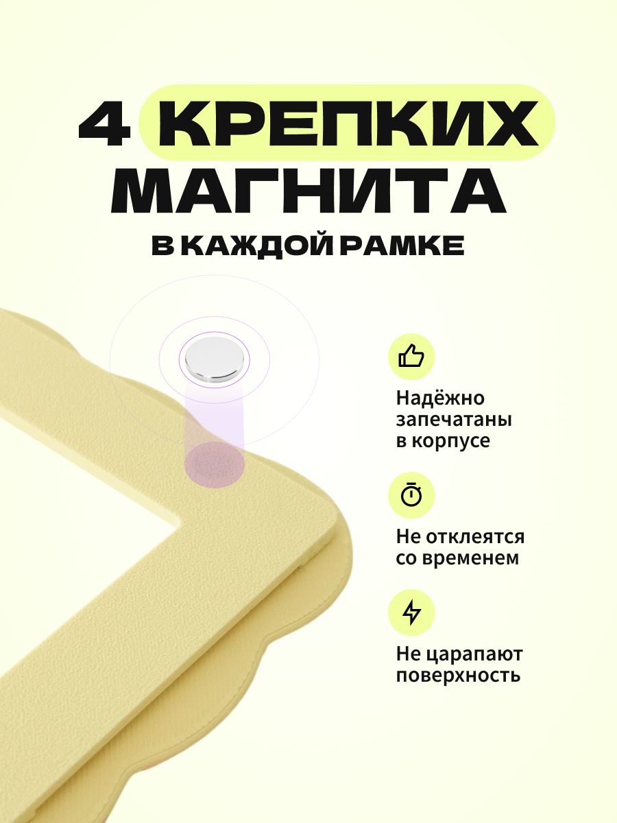 Магнитная рамка для фото Instax Mini, фоторамка на холодильник инстакс мини, черный жгут — фото 6