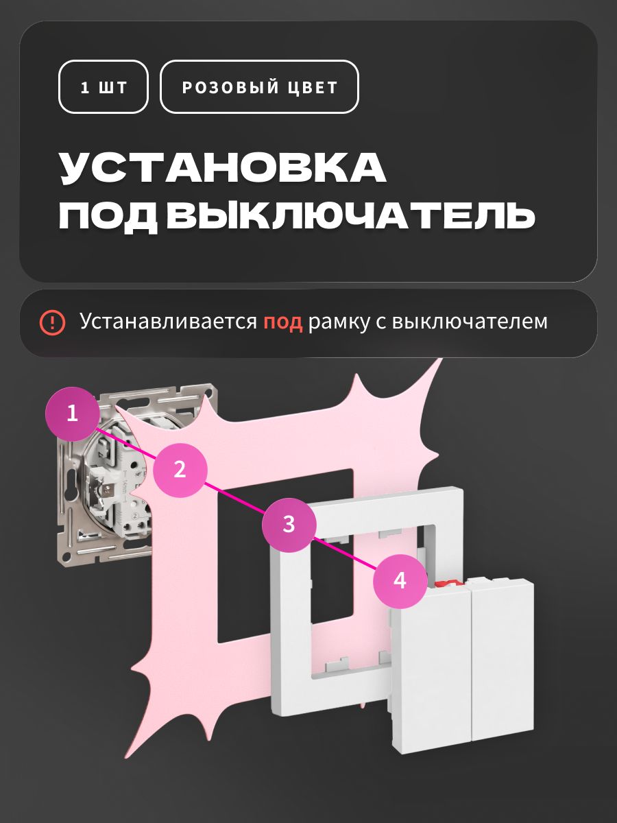Накладка под выключатель и розетку для защиты обоев, рамка декоративная на стену, однопостовая, желтая — фото 10