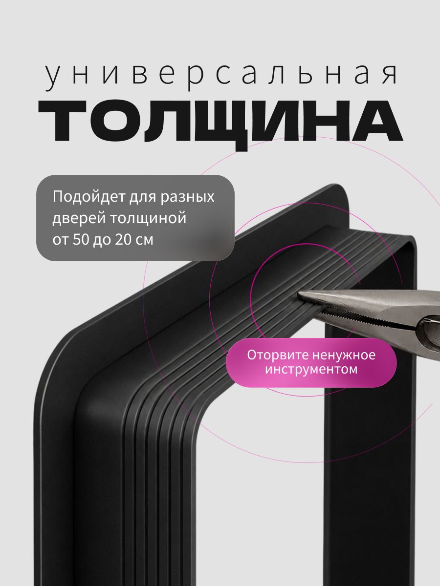 Дверца для кошки в дверь межкомнатную с откидной створкой, лаз для кота, 19х19 см, черная минимализм — фото 2