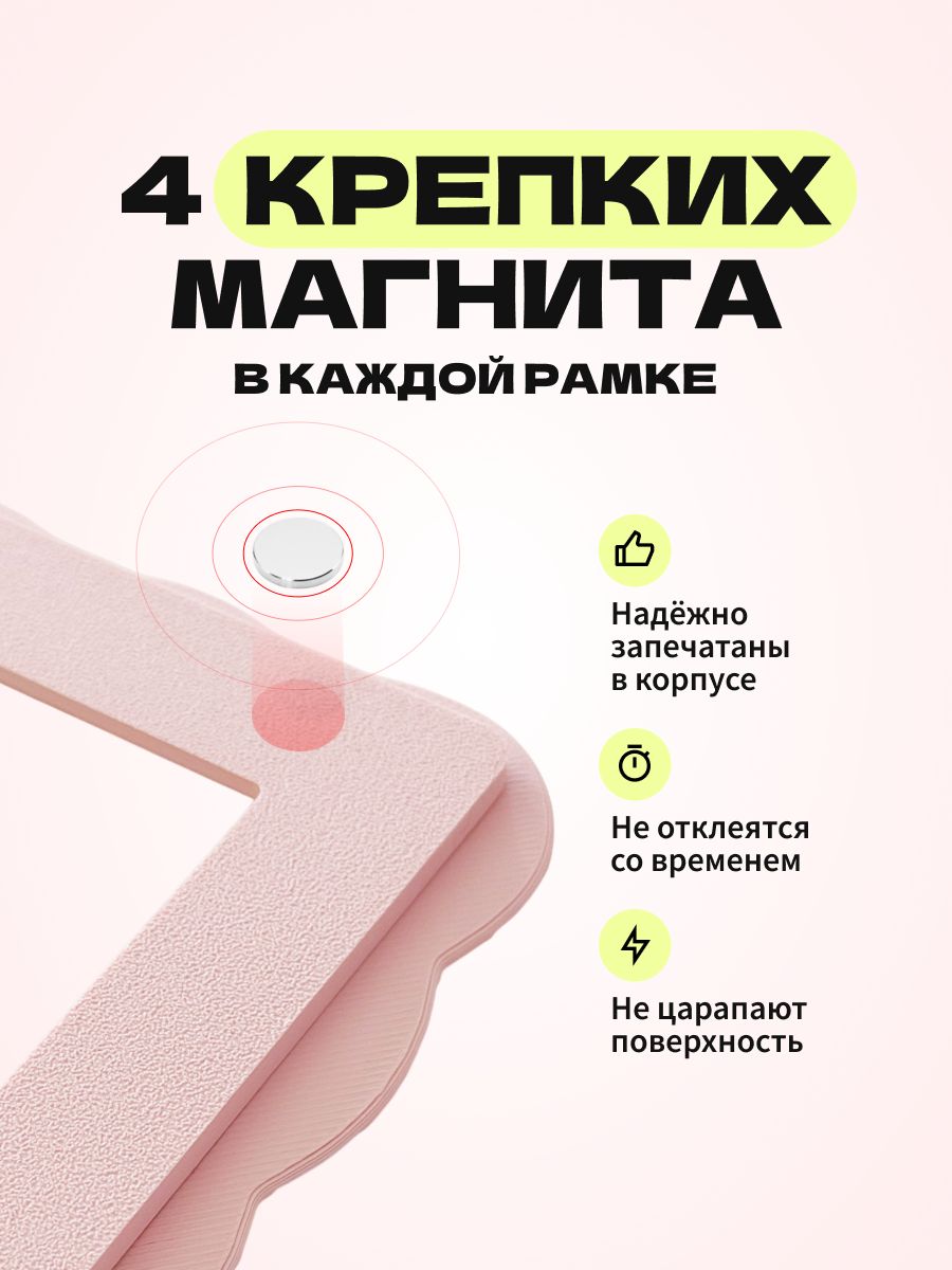 Магнитная рамка для фото Instax Mini, фоторамка на холодильник инстакс мини, черный жгут — фото 6