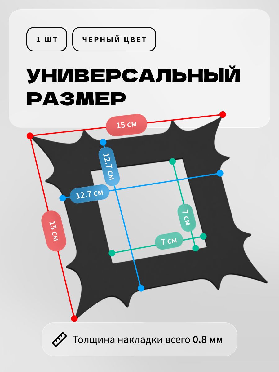 Накладка под выключатель и розетку для защиты обоев, рамка декоративная на стену, однопостовая, черная — фото 6