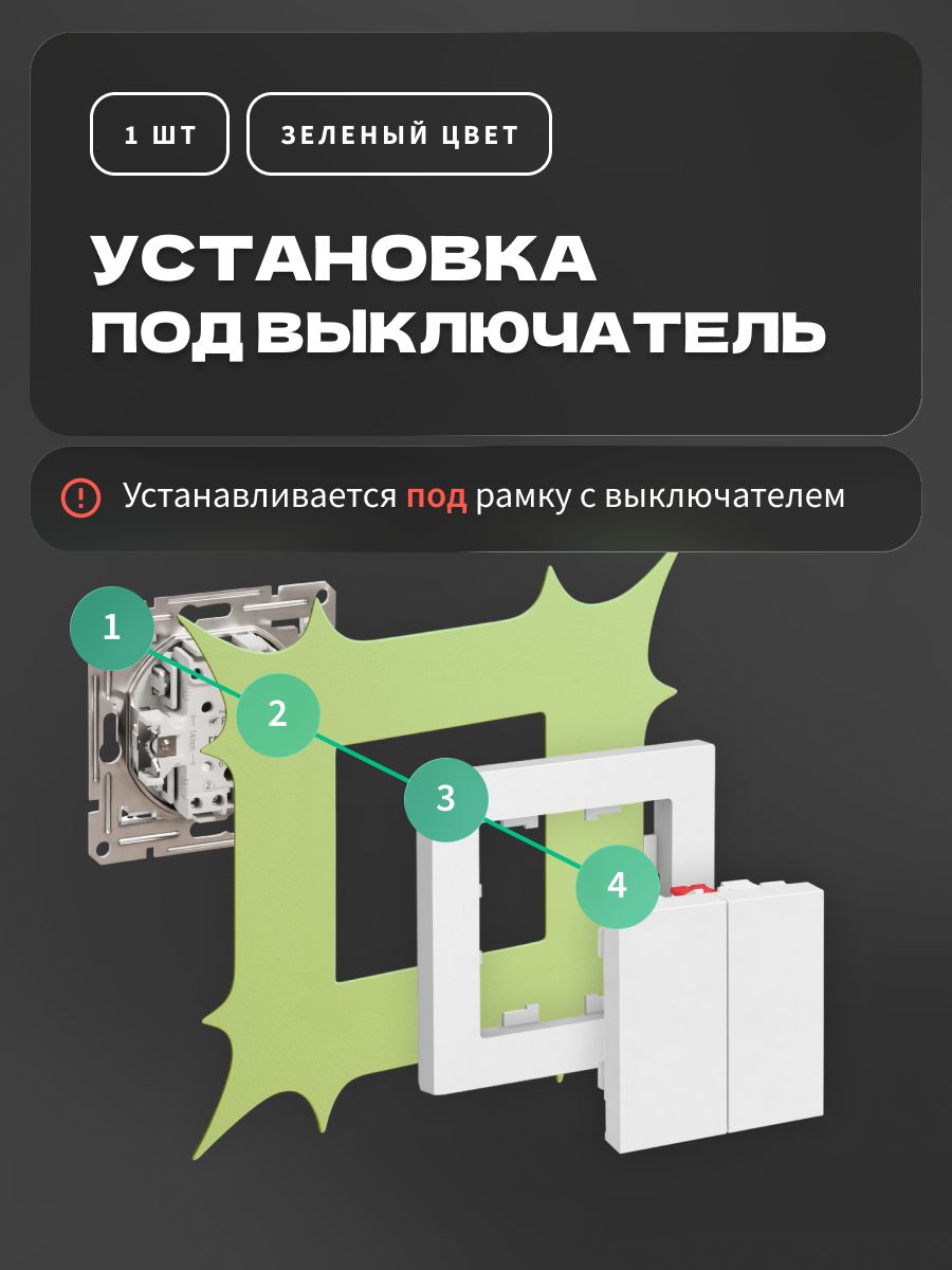 Накладка под выключатель и розетку для защиты обоев, рамка декоративная на стену, однопостовая, желтая — фото 10
