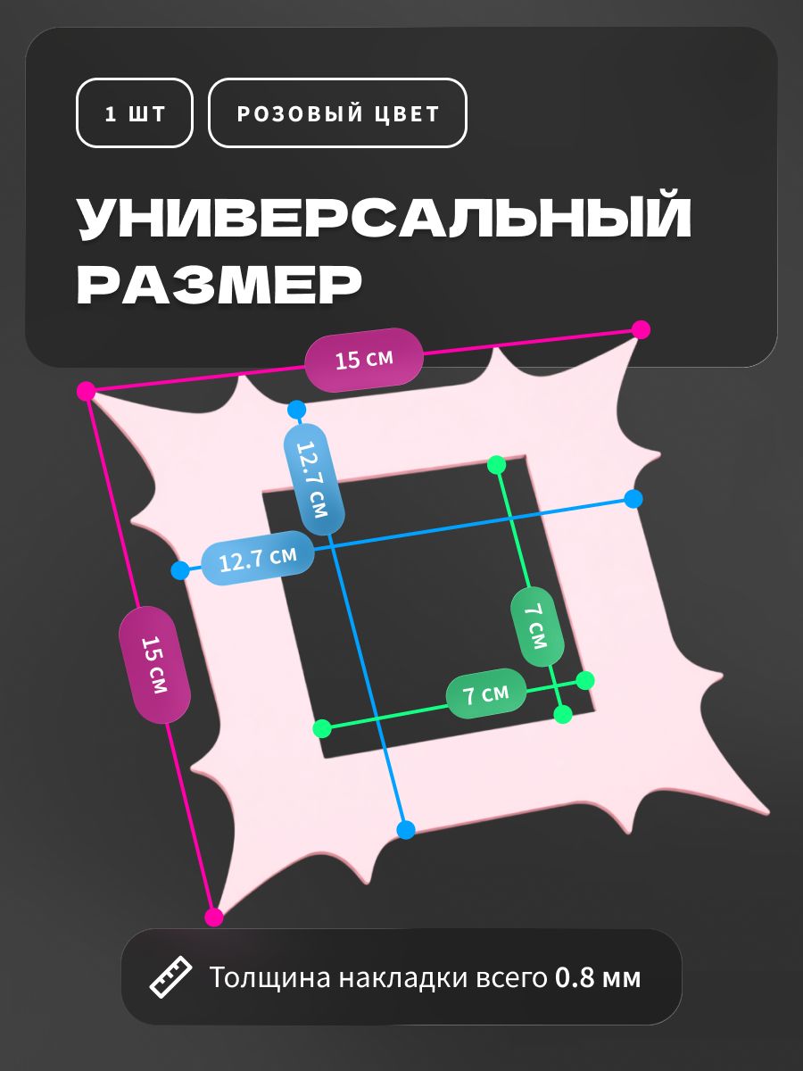 Накладка под выключатель и розетку для защиты обоев, рамка декоративная на стену, однопостовая, розовая — фото 3